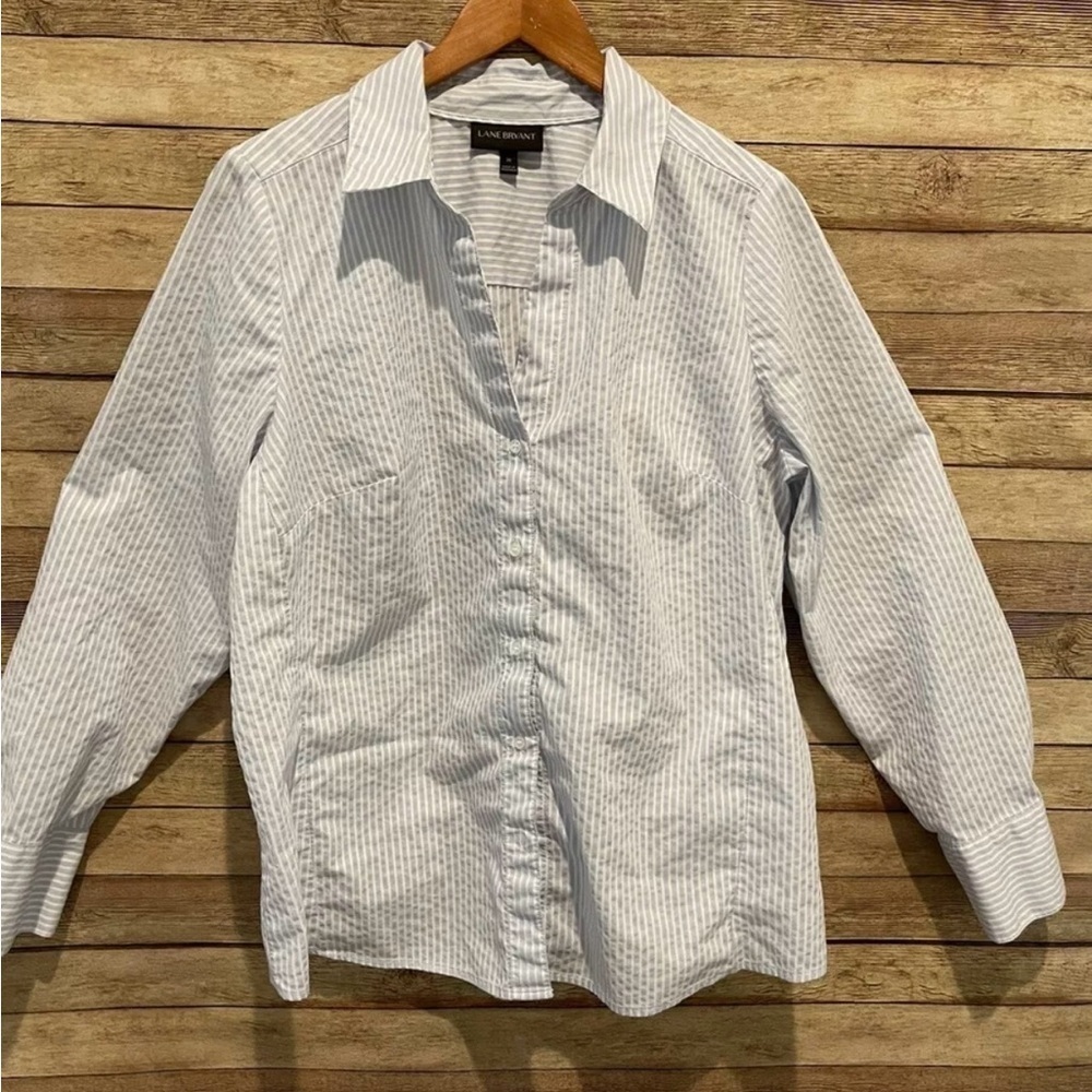 Lane Bryant Womens Plus Size Shirt Multicolor Stripes Long Sleeve Size: 20